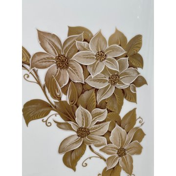 GRANDE VASO KAISER PORTA OMBRELLI CERAMICA SMALTATA DECORO FIORI ANNI 70 OVALE