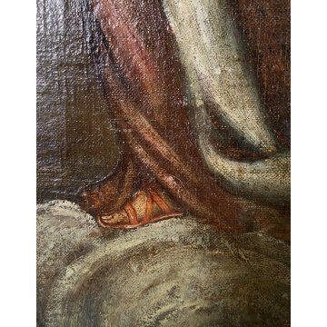 ANTICO DIPINTO OLIO MADONNA ROSARIO GESU' GLOBO SALVATOR MUNDI RELIGIOSO '600