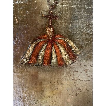 ANTICO DIPINTO OLIO MADONNA ROSARIO GESU' GLOBO SALVATOR MUNDI RELIGIOSO '600