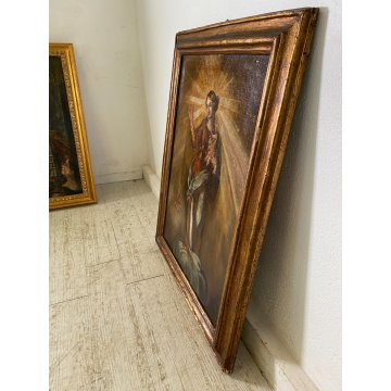 ANTICO DIPINTO OLIO MADONNA ROSARIO GESU' GLOBO SALVATOR MUNDI RELIGIOSO '600
