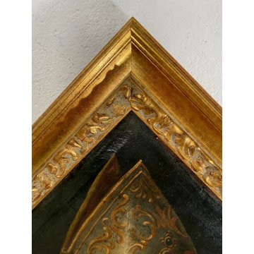 ANTICO DIPINTO OLIO San Nicola Bari VESCOVO MITRA DONNA MODELLO BASILICA '700