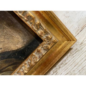 ANTICO DIPINTO OLIO San Nicola Bari VESCOVO MITRA DONNA MODELLO BASILICA '700