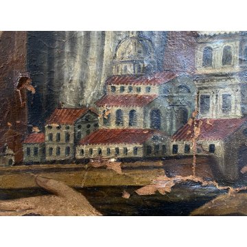 ANTICO DIPINTO OLIO San Nicola Bari VESCOVO MITRA DONNA MODELLO BASILICA '700