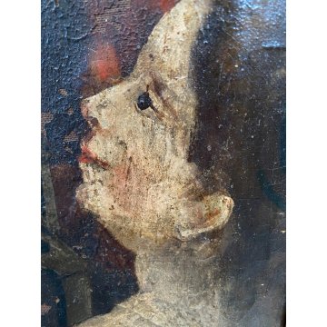 ANTICO DIPINTO OLIO San Nicola Bari VESCOVO MITRA DONNA MODELLO BASILICA '700