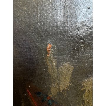 ANTICO DIPINTO OLIO San Nicola Bari VESCOVO MITRA DONNA MODELLO BASILICA '700