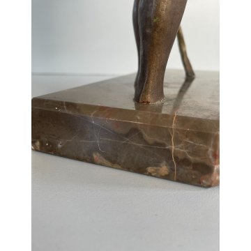 ANTICA SCULTURA BRONZO TUTTOTONDO SZT KRISTOF FIGURA FANCIULLO ANZIANO UOMO 1981