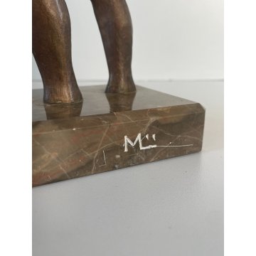 ANTICA SCULTURA BRONZO TUTTOTONDO SZT KRISTOF FIGURA FANCIULLO ANZIANO UOMO 1981