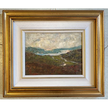 QUADRO DIPINTO OLIO Luigi Ferraris Il Monte Rosso Verbania POST-DIVISIONISTA