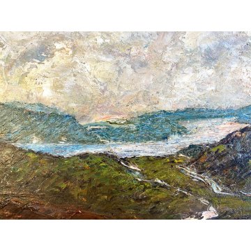 QUADRO DIPINTO OLIO Luigi Ferraris Il Monte Rosso Verbania POST-DIVISIONISTA