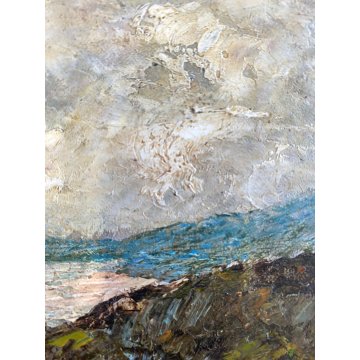 QUADRO DIPINTO OLIO Luigi Ferraris Il Monte Rosso Verbania POST-DIVISIONISTA