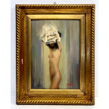QUADRO DIPINTO OLIO TAVOLA L. Suasco RITRATTO NUDO DONNA FIGURA FEMMINILE '900