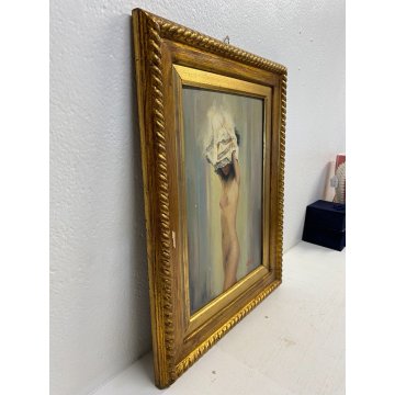 QUADRO DIPINTO OLIO TAVOLA L. Suasco RITRATTO NUDO DONNA FIGURA FEMMINILE '900