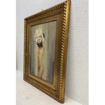 QUADRO DIPINTO OLIO TAVOLA L. Suasco RITRATTO NUDO DONNA FIGURA FEMMINILE '900