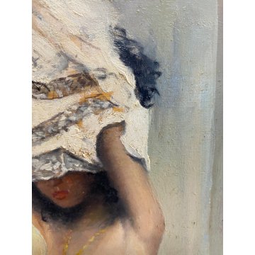 QUADRO DIPINTO OLIO TAVOLA L. Suasco RITRATTO NUDO DONNA FIGURA FEMMINILE '900