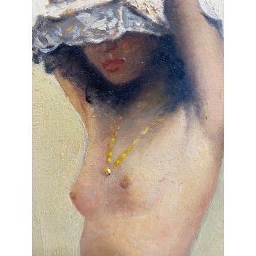 QUADRO DIPINTO OLIO TAVOLA L. Suasco RITRATTO NUDO DONNA FIGURA FEMMINILE '900
