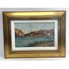 QUADRO DIPINTO OLIO TAVOLA Luigi Ferraris LAGO MAGGIORE ISOLA PESCATORI 1982