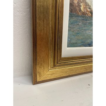 QUADRO DIPINTO OLIO TAVOLA Luigi Ferraris LAGO MAGGIORE ISOLA PESCATORI 1982