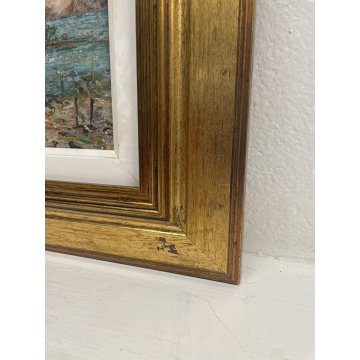 QUADRO DIPINTO OLIO TAVOLA Luigi Ferraris LAGO MAGGIORE ISOLA PESCATORI 1982