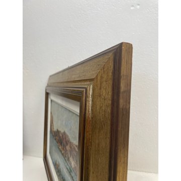 QUADRO DIPINTO OLIO TAVOLA Luigi Ferraris LAGO MAGGIORE ISOLA PESCATORI 1982