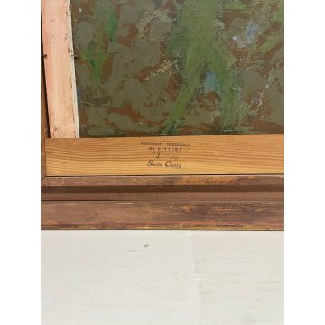 QUADRO DIPINTO OLIO TAVOLA Luigi Ferraris LAGO MAGGIORE ISOLA PESCATORI 1982