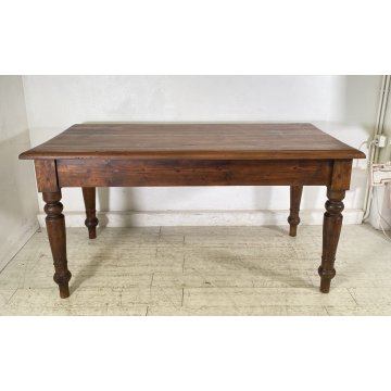 ANTICO TAVOLO PRANZO RETTANGOLARE LEGNO ABETE PIOPPO 2 CASSETTI TABLE SALA 1800