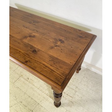 ANTICO TAVOLO PRANZO RETTANGOLARE LEGNO ABETE PIOPPO 2 CASSETTI TABLE SALA 1800