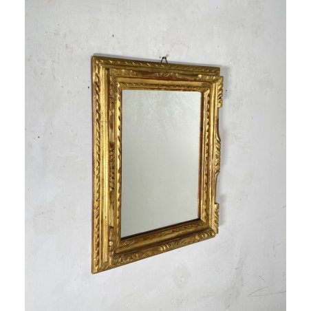 PICCOLA SPECCHIERA LAVORATA LEGNO DIPINTO SPECCHIO QUADRATO ORO MIRROR 900