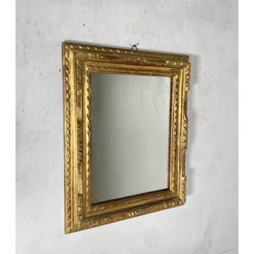 PICCOLA SPECCHIERA LAVORATA LEGNO DIPINTO SPECCHIO QUADRATO ORO MIRROR 900