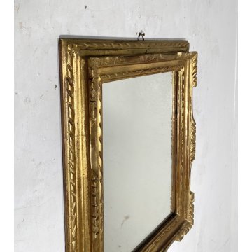 PICCOLA SPECCHIERA LAVORATA LEGNO DIPINTO SPECCHIO QUADRATO ORO MIRROR 900