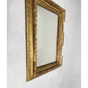 PICCOLA SPECCHIERA LAVORATA LEGNO DIPINTO SPECCHIO QUADRATO ORO MIRROR 900