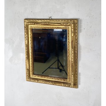 PICCOLA SPECCHIERA LAVORATA LEGNO DIPINTO SPECCHIO QUADRATO ORO MIRROR 900