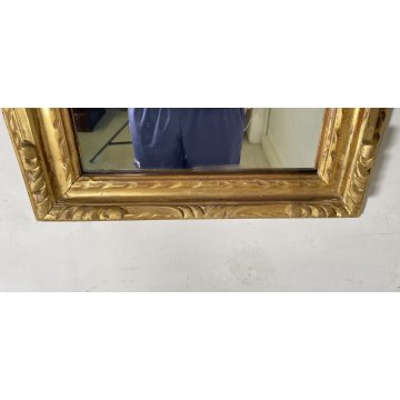 PICCOLA SPECCHIERA LAVORATA LEGNO DIPINTO SPECCHIO QUADRATO ORO MIRROR 900