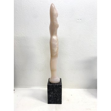 SCULTURA TUTTOTONDO FIGURA FEMMINILE ASTRATTA NUDO DONNA MARMO ROSA ONICE 66cm/h