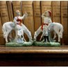 COPPIA STATUINA PORCELLANA POLICROMA NOBILE CAVALIERE DAMA CAVALLO 4948 GERMANY