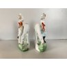 COPPIA STATUINA PORCELLANA POLICROMA NOBILE CAVALIERE DAMA CAVALLO 4948 GERMANY