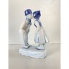 STATUINA PORCELLANA BIANCA BLU Delft HOLLAND GIOVANE COPPIA BACIO KISS VINTAGE