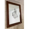 ANTICO SPECCHIO DECORO con DAMA SABBIATO CORNICE LEGNO LIBERTY 37,5 x 48 cm '900