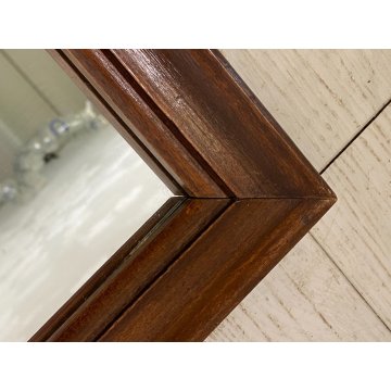 ANTICO SPECCHIO DECORO con DAMA SABBIATO CORNICE LEGNO LIBERTY 37,5 x 48 cm '900