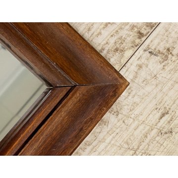 ANTICO SPECCHIO DECORO con DAMA SABBIATO CORNICE LEGNO LIBERTY 37,5 x 48 cm '900