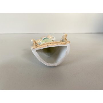 FIGURA STATUINA PORCELLANA DIPINTA POLICROMIA FANCIULLA ANFORA ACQUA CESTO '900