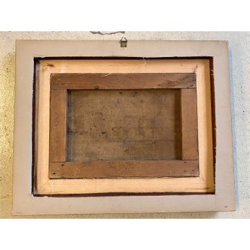 ANTICO QUADRO OLIO G. Barberis VEDUTA EREMO S. Caterina del Sasso LAGO MAGGIORE