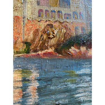 ANTICO QUADRO OLIO G. Barberis VEDUTA EREMO S. Caterina del Sasso LAGO MAGGIORE