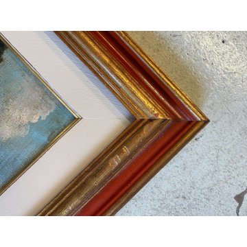 ANTICO QUADRO OLIO G. Barberis VEDUTA EREMO S. Caterina del Sasso LAGO MAGGIORE