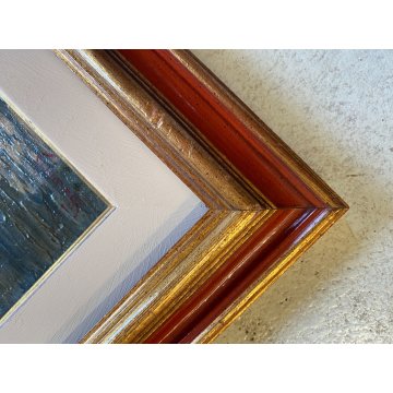 ANTICO QUADRO OLIO G. Barberis VEDUTA EREMO S. Caterina del Sasso LAGO MAGGIORE