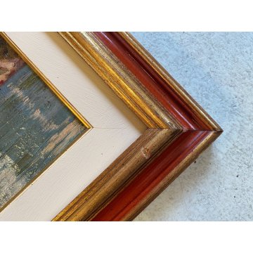ANTICO QUADRO OLIO G. Barberis VEDUTA EREMO S. Caterina del Sasso LAGO MAGGIORE