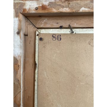 QUADRO DIPINTO OLIO TAVOLA "Natale Pollastrini" MARINA PAESAGGIO MOLO BARCHE 900
