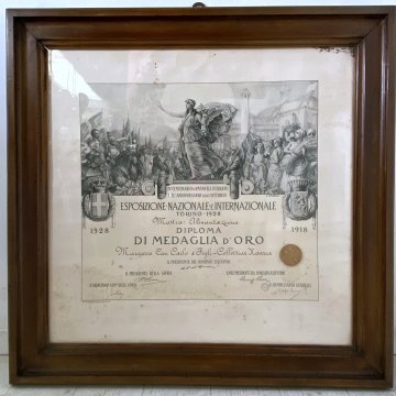 QUADRO DIPLOMA MEDAGLIA D'ORO ESPOSIZIONE NAZIONALE e INTERNAZIONALE Torino 1928
