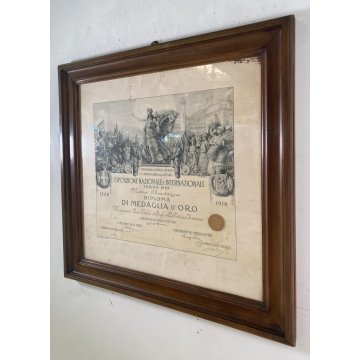 QUADRO DIPLOMA MEDAGLIA D'ORO ESPOSIZIONE NAZIONALE e INTERNAZIONALE Torino 1928
