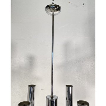 LAMPADARIO DESIGN Gaetano Sciolari VETRO FERRO LAMPADA SOFFITTO ANNI 70 VINTAGE