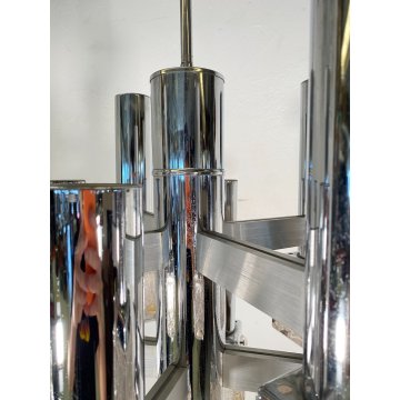 LAMPADARIO DESIGN Gaetano Sciolari VETRO FERRO LAMPADA SOFFITTO ANNI 70 VINTAGE